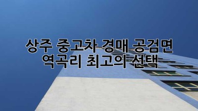 상주 중고차 경매: 공검면 역곡리 최고의 선택?